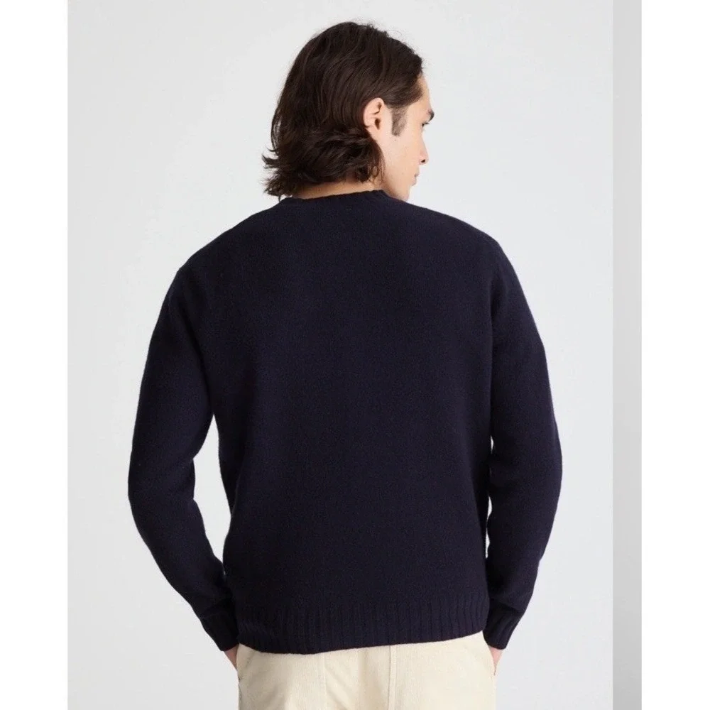 NWT Madewell Crewneck Sweater in Heritage Merino Wool Navy Blue Men's Small